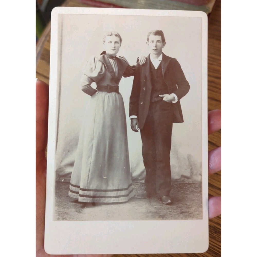 Antique Cabinet Photo Card Young Couple Man Woman Victorian Portrait Unframed